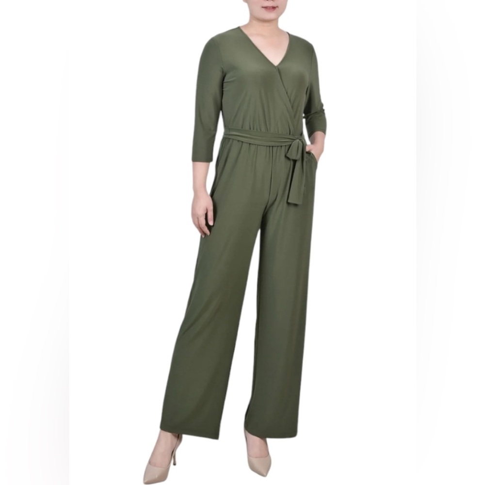 NY COLLECTION Olive Green Jumpsuit